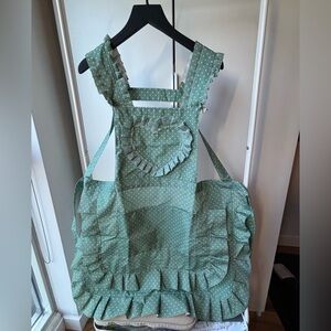 Green Polka Dot Ruffled Apron